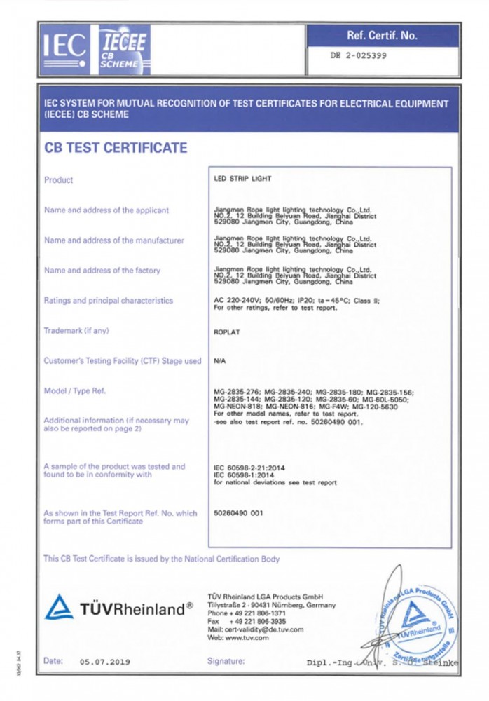 CB-Test Certificate